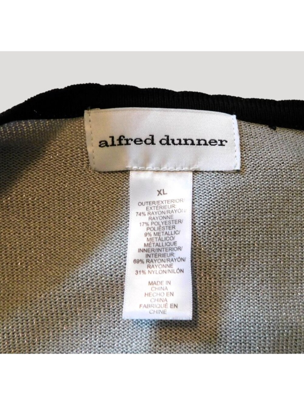 Alfred Dunner Striped Metallic Jacket Attached Shell XL Black Silver Long Sleeve - Picture 6 of 7